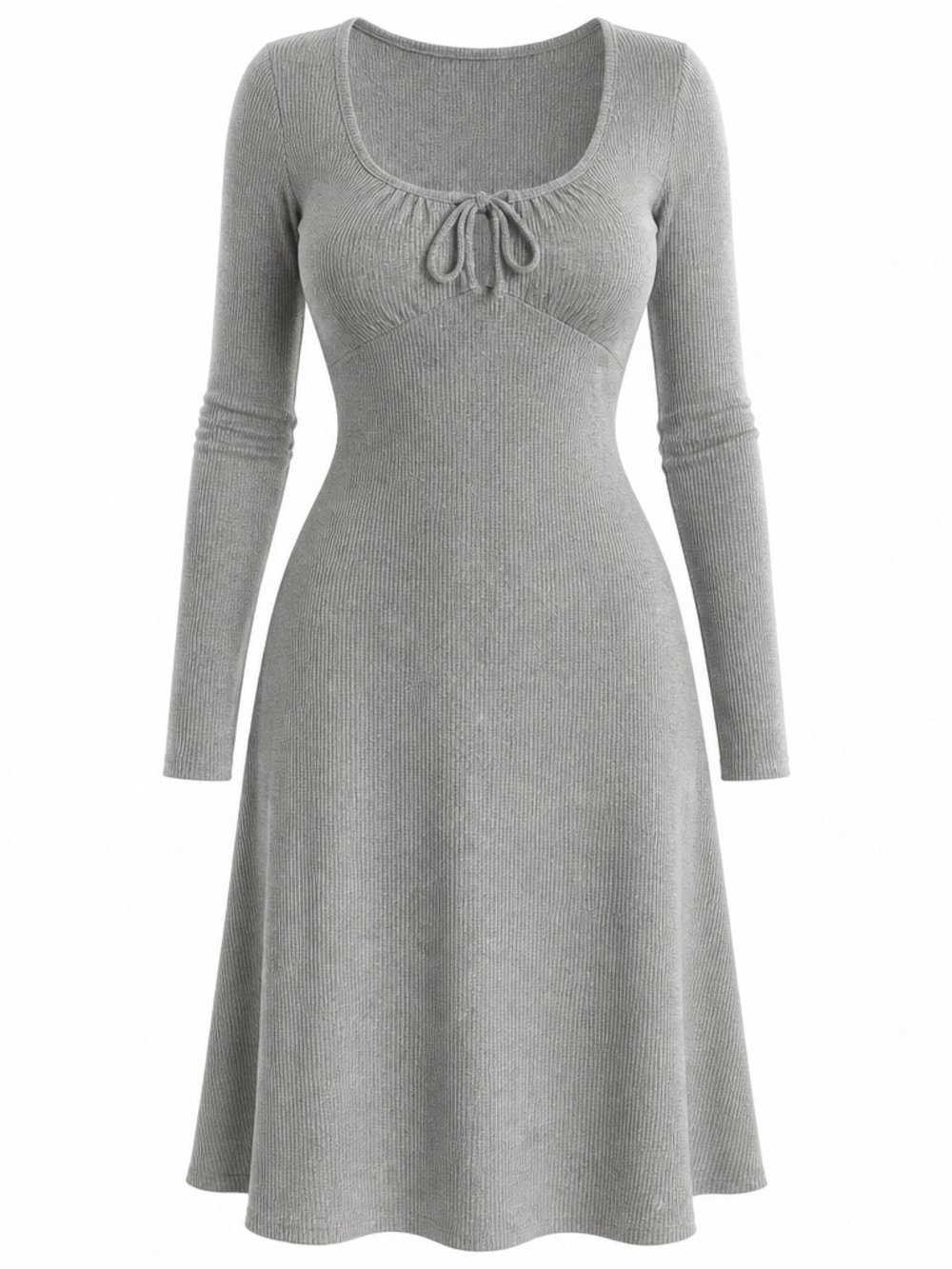 Stitch & Pine Gray Rib Knit Long Sleeve Dress – Size Small